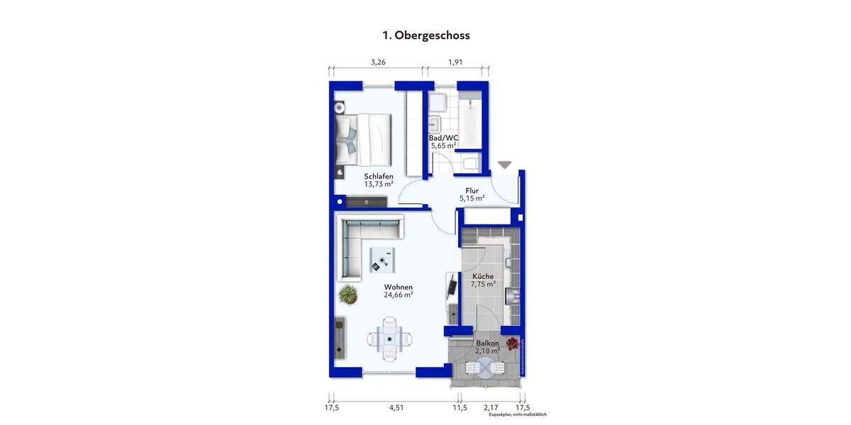 Etagenwohnung Hallbergmoos - 2 Zimmer, 57 m&sup2;, 325.000&euro; | Angebot:25686951