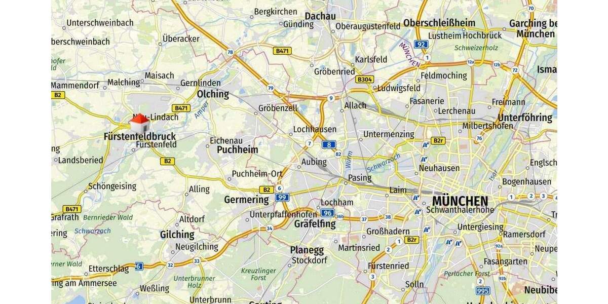 Etagenwohnung Fürstenfeldbruck - 3 Zimmer, 95 m&sup2;, 1.895&euro; | Angebot:25778462