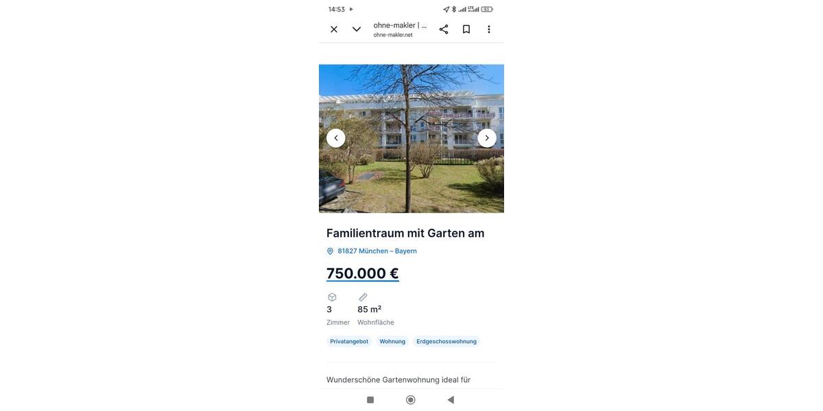 Erdgeschoßwohnung München Trudering-Riem - 3 Zimmer, 85 m&sup2;, 750.000&euro; | Angebot:27000573