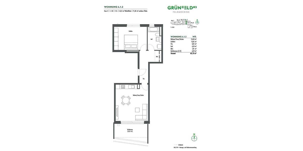 Terrassenwohnung München Feldmoching-Hasenbergl - 2 Zimmer, 65 m&sup2;, 609.000&euro; | Angebot:26358390
