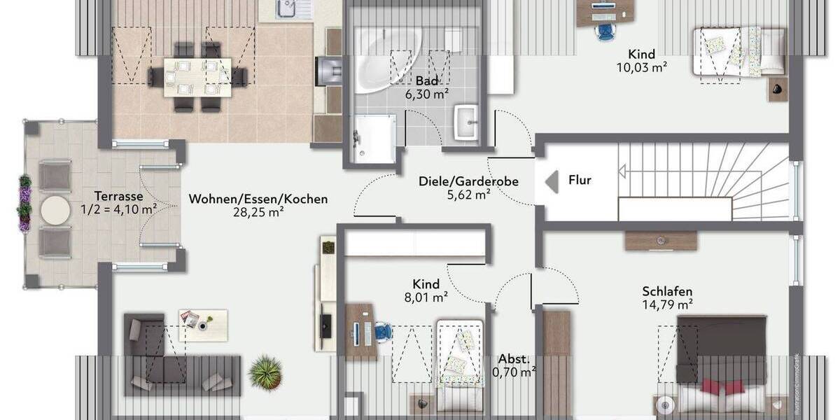 Etagenwohnung Vaterstetten Baldham - 4 Zimmer, 77 m&sup2;, 688.000&euro; | Angebot:26433325
