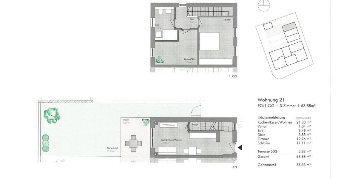 Etagenwohnung Eching - 3 Zimmer, 68 m&sup2;, 1.810&euro; | Angebot:26554393