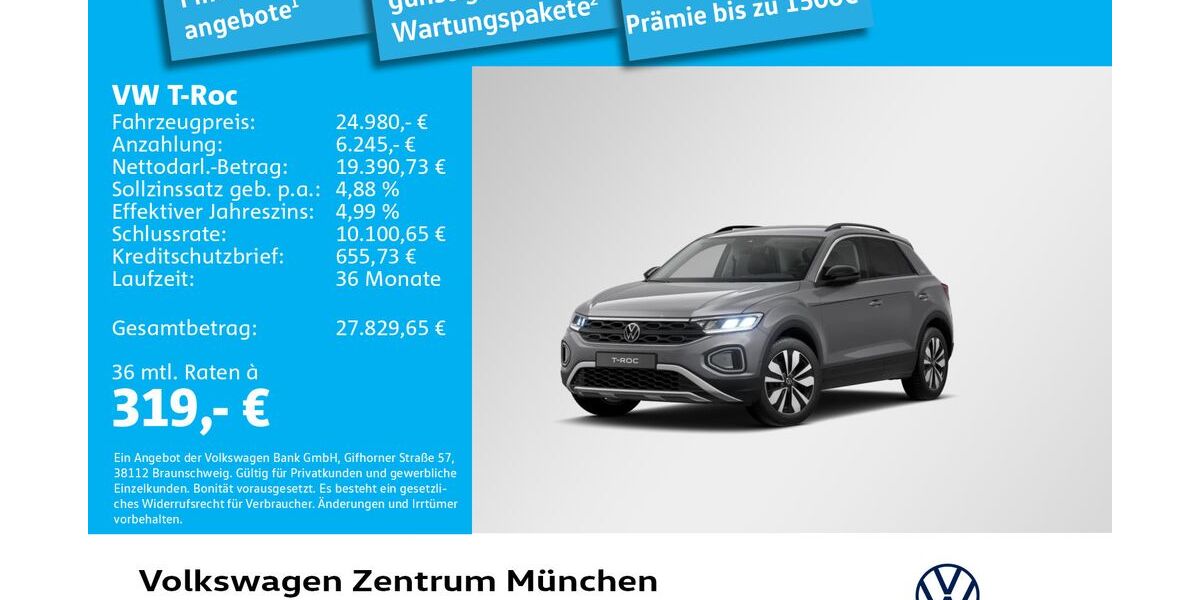 VW T-Roc 1.609 km 24.980 &euro; München 80687