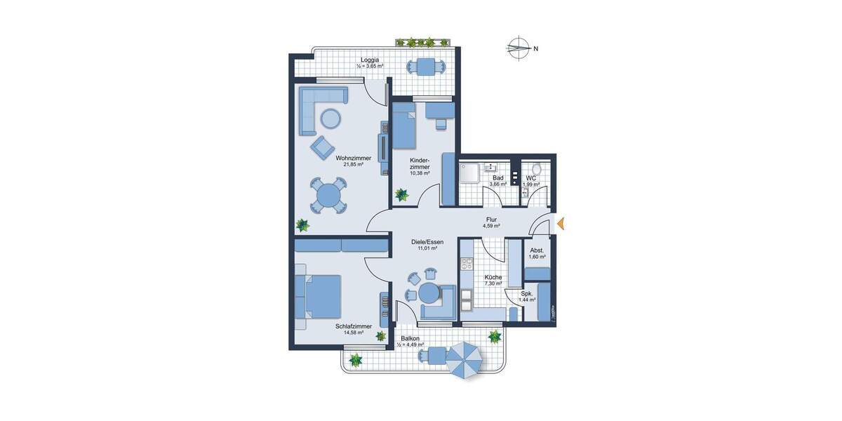 Etagenwohnung Haar - 3 Zimmer, 83 m&sup2;, 515.000&euro; | Angebot:25666544
