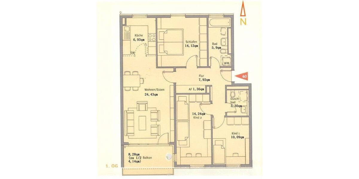 Etagenwohnung München Trudering-Riem - 4 Zimmer, 93 m&sup2;, 1.990&euro; | Angebot:26640963