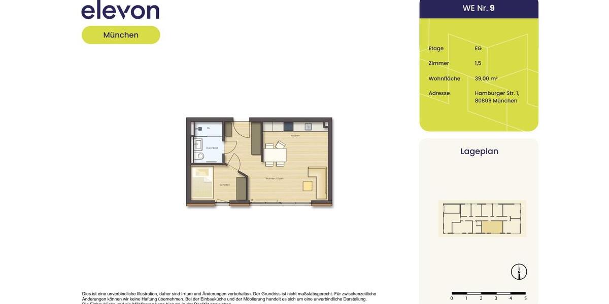 Erdgeschoßwohnung München Am Riesenfeld - 1.5 Zimmer, 39 m&sup2;, 1.219&euro; | Angebot:26439738