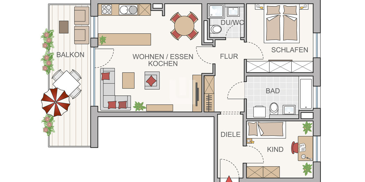 WINDISCH IMMOBILIEN - Neuwertige 3-Zimmer Wohnung mit EBK und Balkon zentral in Gröbenzell 3 zimmer