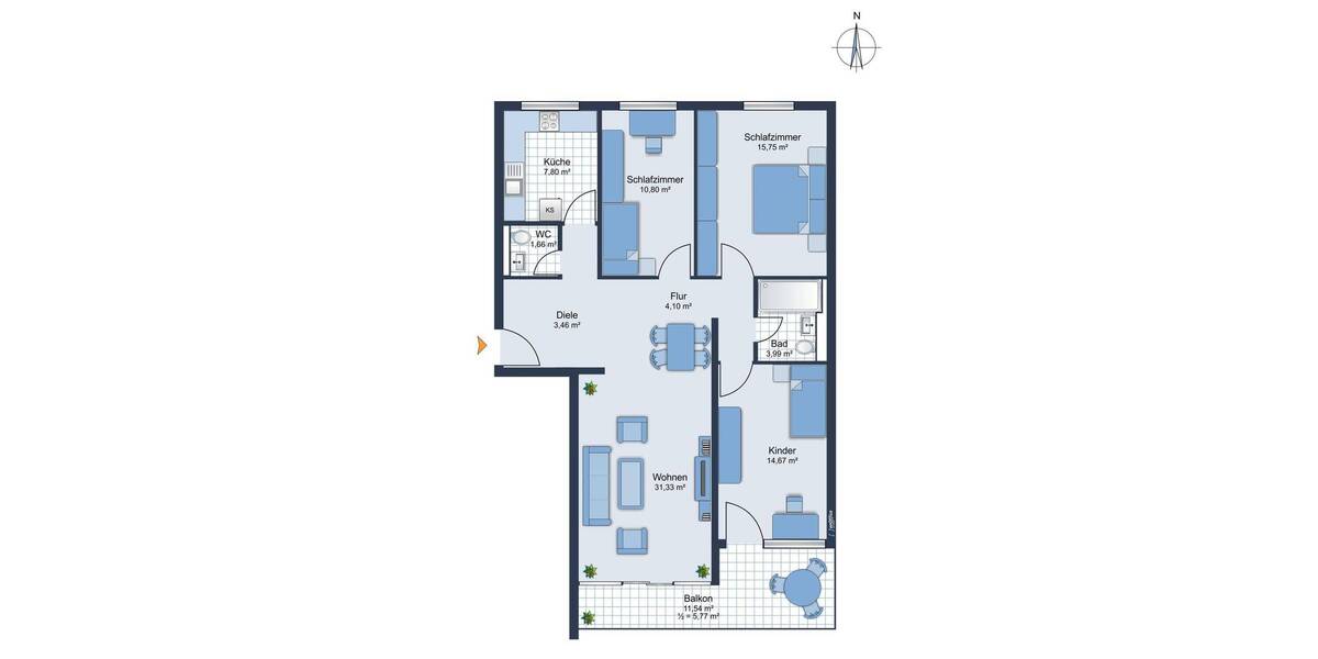 Etagenwohnung Ottobrunn - 4 Zimmer, 96 m&sup2;, 528.000&euro; | Angebot:26080354