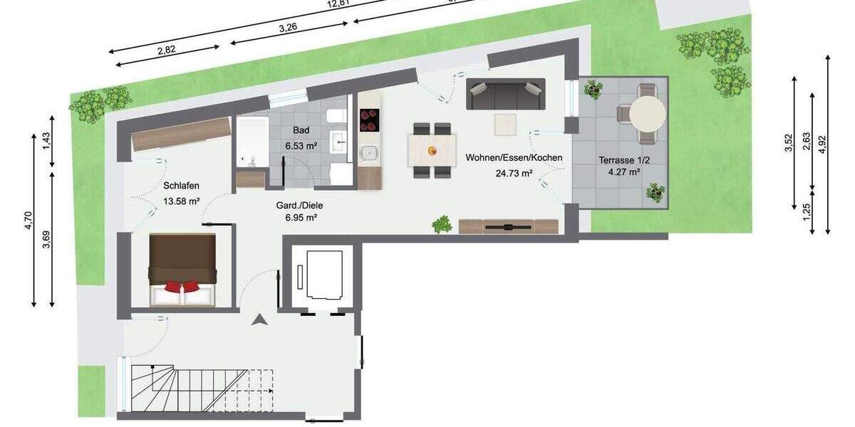 Etagenwohnung Baldham Baldham - 2 Zimmer, 56 m&sup2;, 499.500&euro; | Angebot:25698571