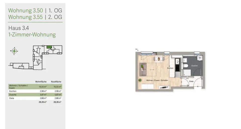 Etagenwohnung München Sendling-Westpark - 1 Zimmer, 28 m&sup2;, 1.490&euro; | Angebot:26272760