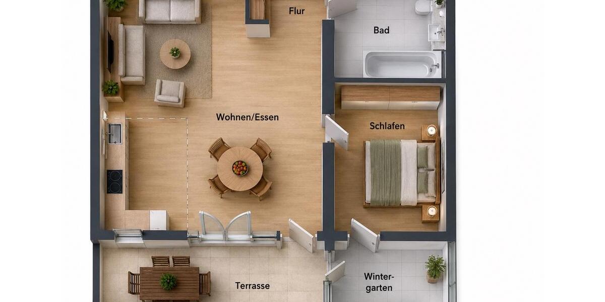 Etagenwohnung Taufkirchen - 2 Zimmer, 51 m&sup2;, 359.000&euro; | Angebot:27157859