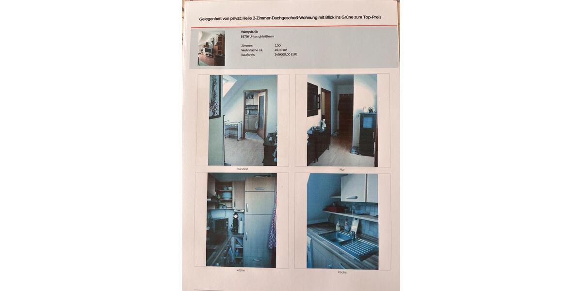 Dachgeschoßwohnung Unterschleißheim - 2 Zimmer, 45 m&sup2;, 229.000&euro; | Angebot:26822045
