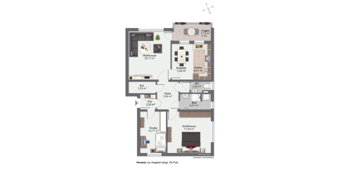 Etagenwohnung München Thalk.Obersendl.-Forsten-Fürstenr.-Solln - 3 Zimmer, 82 m&sup2;, 530.000&euro; | Angebot:25744627