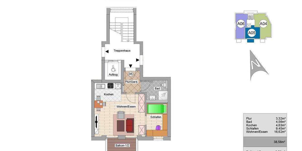 Etagenwohnung Höhenkirchen-Siegertsbrunn Siegertsbrunn - 2 Zimmer, 41 m&sup2;, 399.000&euro; | Angebot:27225318