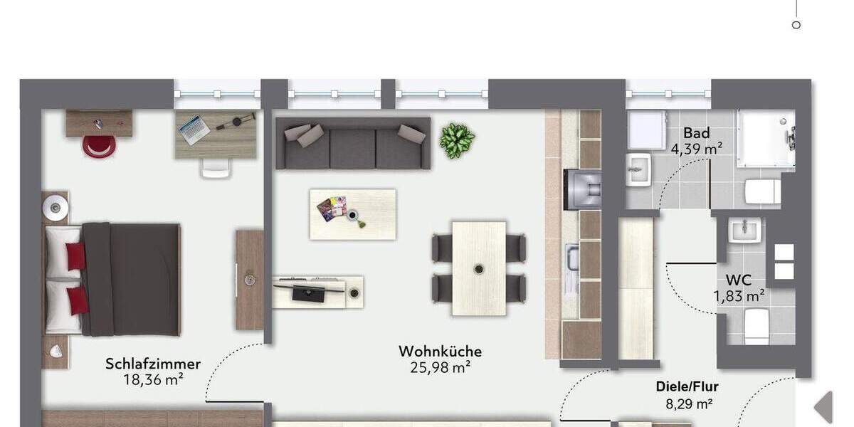 Etagenwohnung München Bogenhausen - 2 Zimmer, 58 m&sup2;, 1.310&euro; | Angebot:24875934