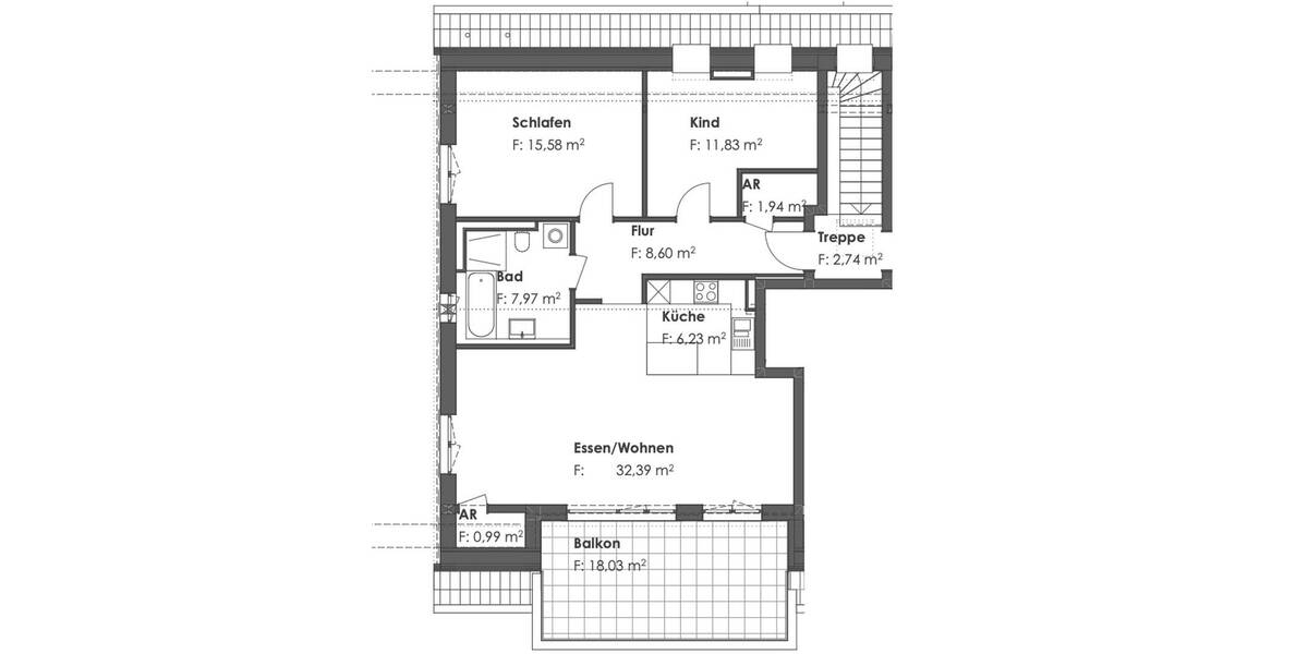 Etagenwohnung Germering Unterpfaffenhofen - 3 Zimmer, 94 m&sup2;, 2.050&euro; | Angebot:25728312