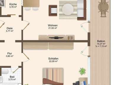 Wohnung München Thalkirchen-Obersendling-Forstenried-Fürstenried-Solln - 2 Zimmer, 66 m&sup2;, 450.000&euro; | Angebot:26343221
