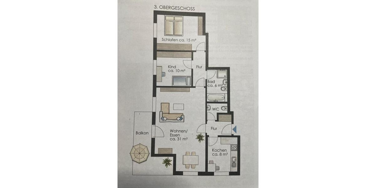 Etagenwohnung Germering - 2 Zimmer, 75 m&sup2;, 1.600&euro; | Angebot:26416489