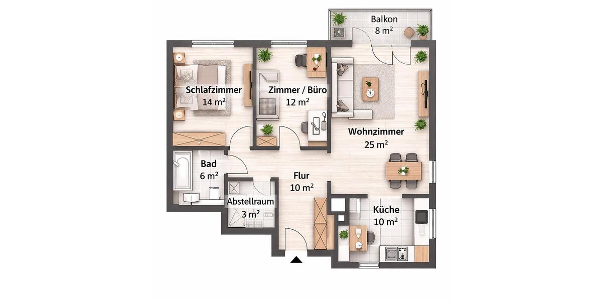 Etagenwohnung Holzkirchen - 3 Zimmer, 85 m&sup2;, 1.100&euro; | Angebot:25284788