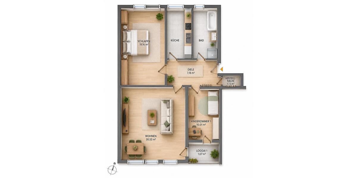 Etagenwohnung Poing - 3 Zimmer, 82 m&sup2;, 477.000&euro; | Angebot:26918097
