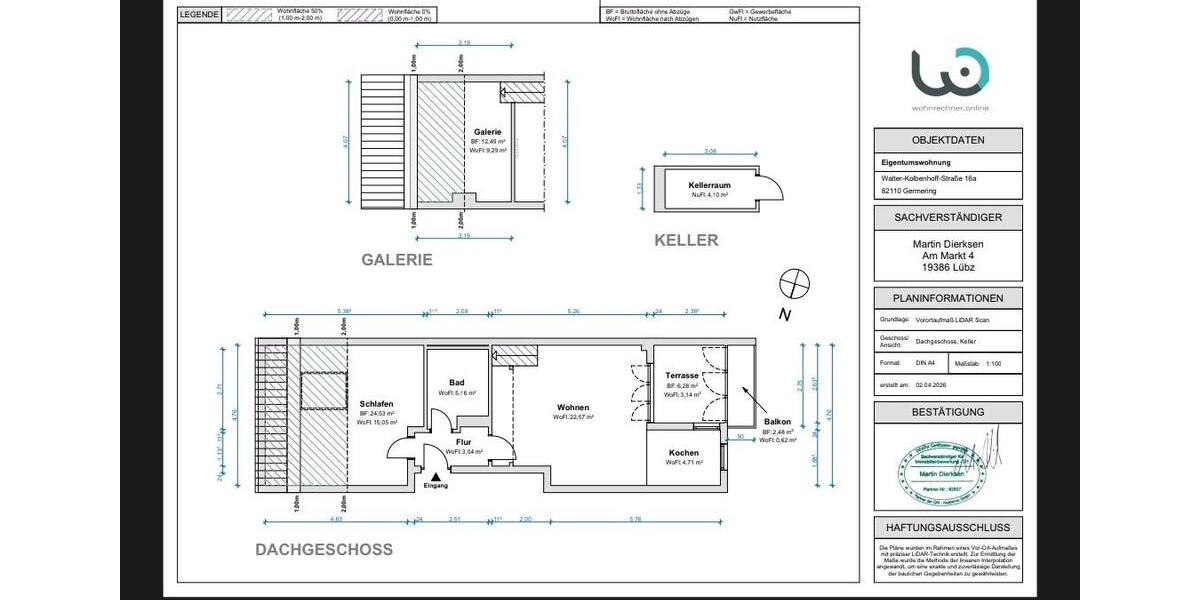 Dachgeschoßwohnung Germering - 2 Zimmer, 64 m&sup2;, 394.000&euro; | Angebot:26120584