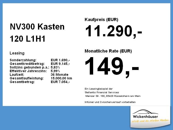 Nissan NV300 79.632 km 11.290 &euro; Wolfratshausen / Ob. 82515