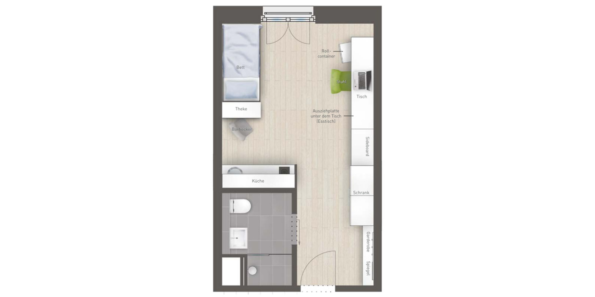 Etagenwohnung München Am Riesenfeld - 1 Zimmer, 21 m&sup2;, 229.000&euro; | Angebot:25298061