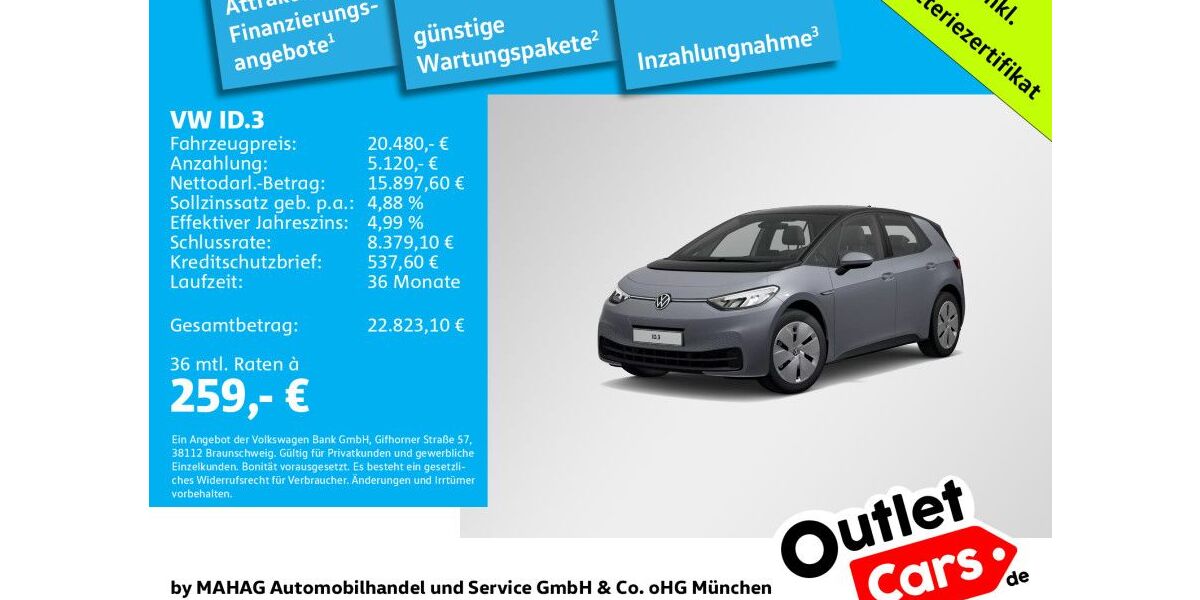 VW ID.3 63.330 km 20.480 &euro; Dachau 85221