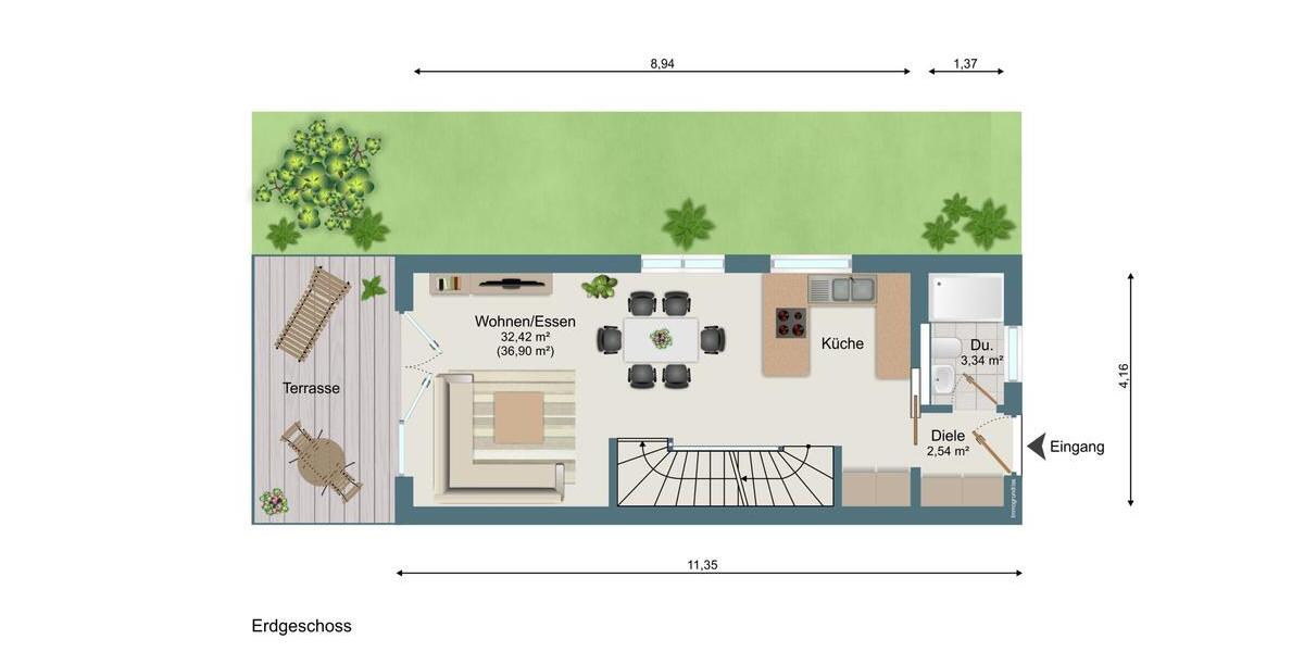 Reihenhaus München Allach-Untermenzing - 4 Zimmer, 113 m&sup2;, 2.950&euro; | Angebot:26624122