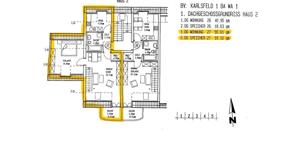 Dachgeschoßwohnung Karlsfeld - 3 Zimmer, 56 m&sup2;, 390.160&euro; | Angebot:26305575
