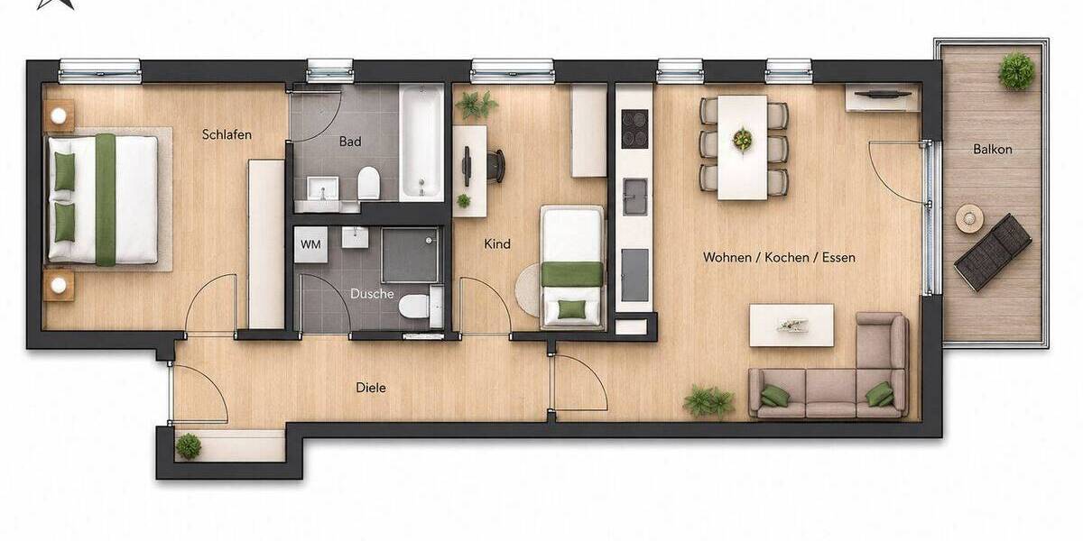 Etagenwohnung München Sendling-Westpark - 3 Zimmer, 78 m&sup2;, 1.850&euro; | Angebot:26763289