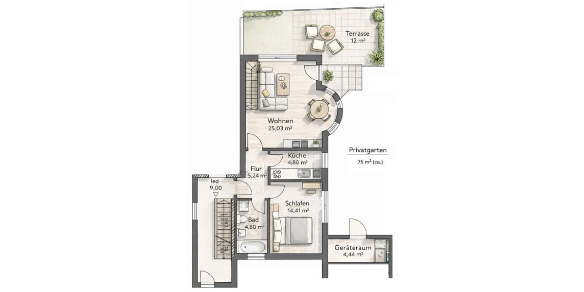 Erdgeschoßwohnung München Trudering-Riem - 3 Zimmer, 96 m&sup2;, 542.000&euro; | Angebot:25160007