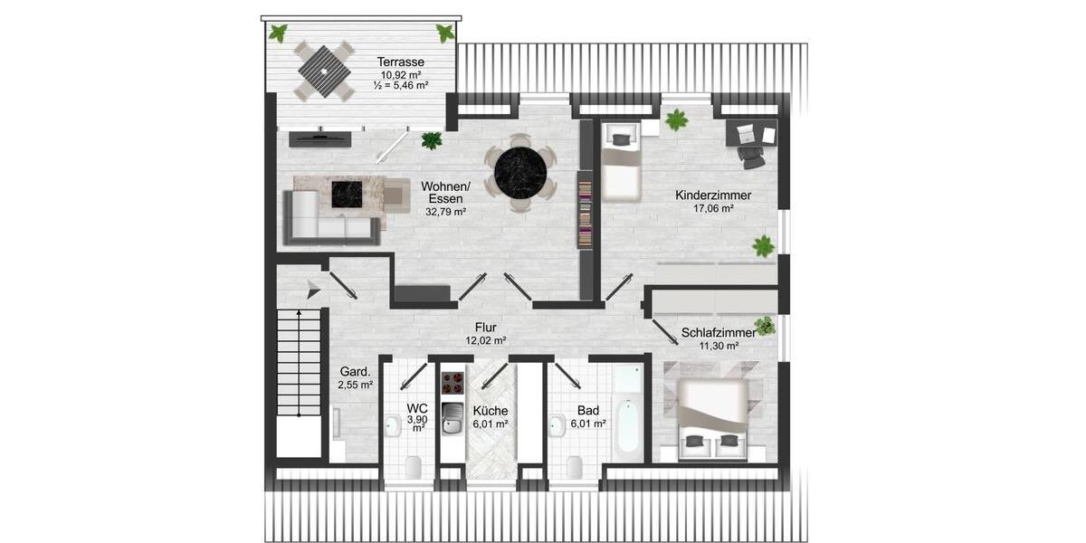 Dachgeschoßwohnung Ottobrunn - 3 Zimmer, 97 m&sup2;, 649.000&euro; | Angebot:25804560