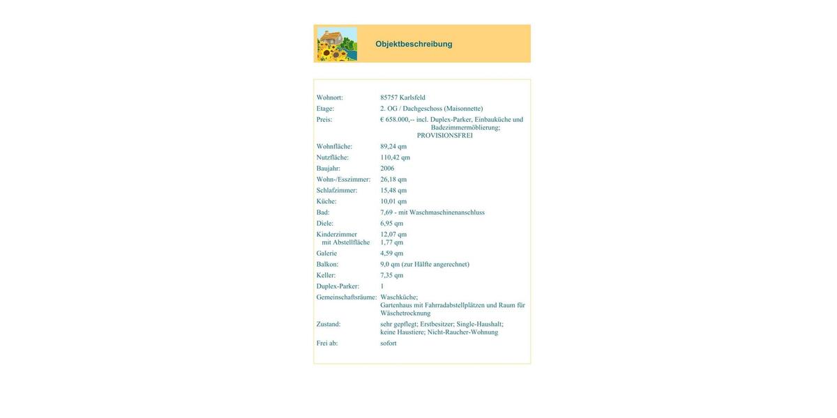 Maisonettenwohnung Karlsfeld - 3 Zimmer, 89 m&sup2;, 658.000&euro; | Angebot:27096920