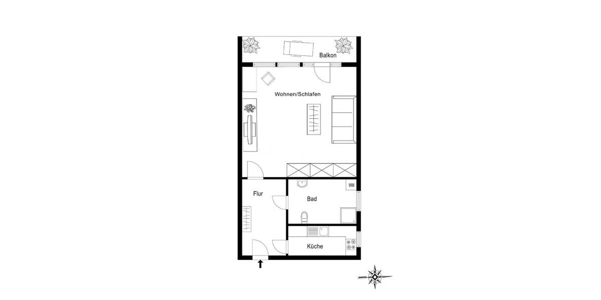 Aigner Immobilien GmbH - Vermietet: Schickes, sehr gepflegtes Apartment mit Balkon in guter Lage 1 zimmer