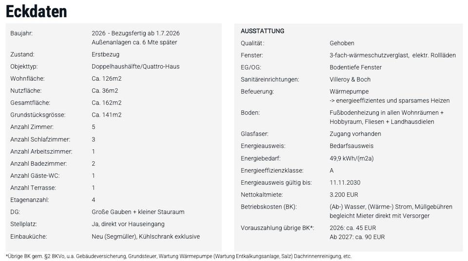 Doppelhaushälfte München Bogenhausen - 5 Zimmer, 126 m&sup2;, 3.200&euro; | Angebot:26126457
