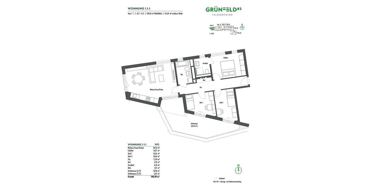 Terrassenwohnung München Feldmoching-Hasenbergl - 4 Zimmer, 100 m&sup2;, 925.000&euro; | Angebot:26358387
