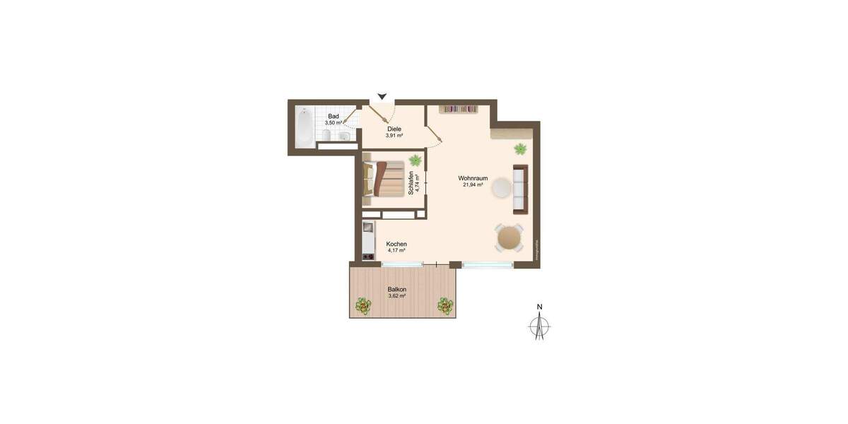 ELVIRA - MünchenSolln, schöne und helle 1,5-Zimmer-Wohnung mit sonnigem Südbalkon in akttraktiver Lage - bezugsfrei 1 zimmer
