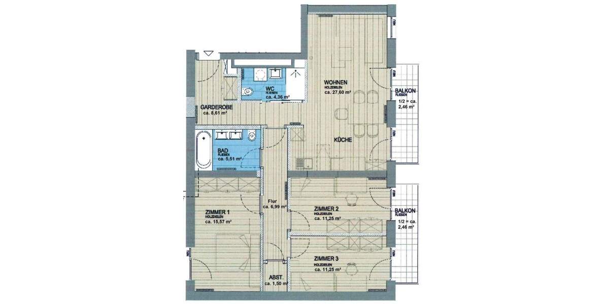 Etagenwohnung Oberschleißheim - 4 Zimmer, 97 m&sup2;, 1.638&euro; | Angebot:25698397