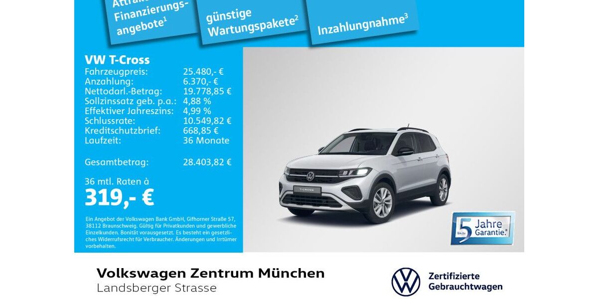 VW T-Cross 1.453 km 25.480 &euro; München 80687