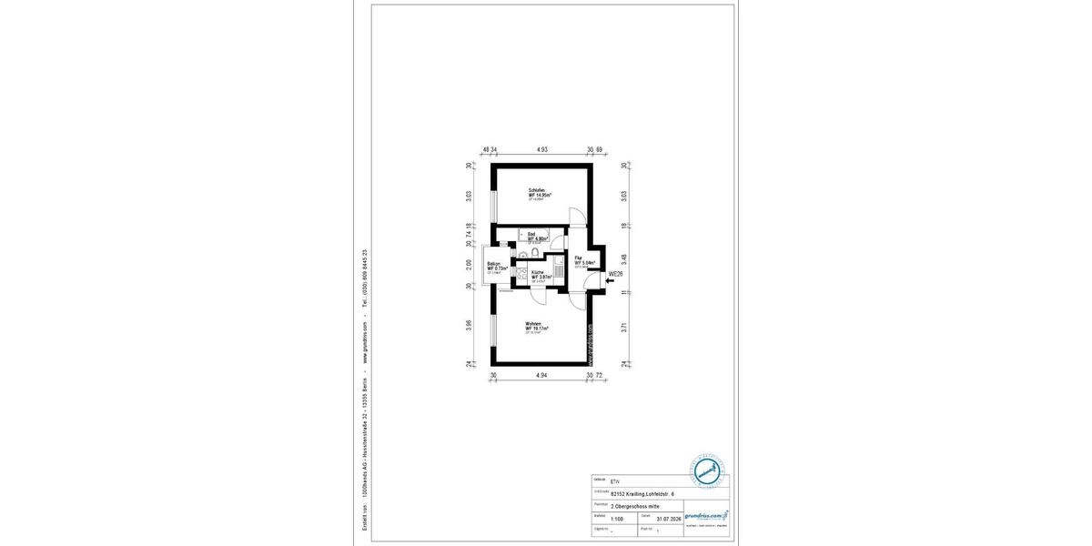 Etagenwohnung Planegg - 2 Zimmer, 49 m&sup2;, 299.000&euro; | Angebot:27226188