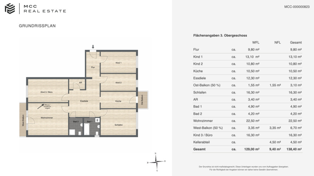Etagenwohnung München Schwabing-West - 5 Zimmer, 129 m&sup2;, 1.170.000&euro; | Angebot:25139950