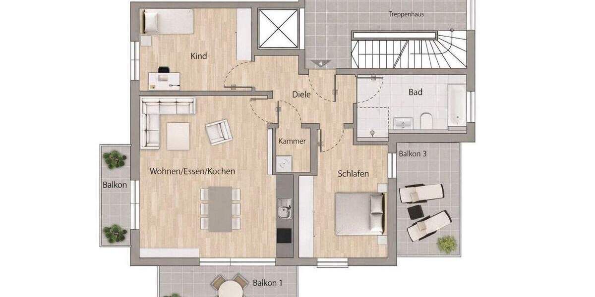 Etagenwohnung München Ramersdorf-Perlach - 3 Zimmer, 93 m&sup2;, 1.015.000&euro; | Angebot:25279784