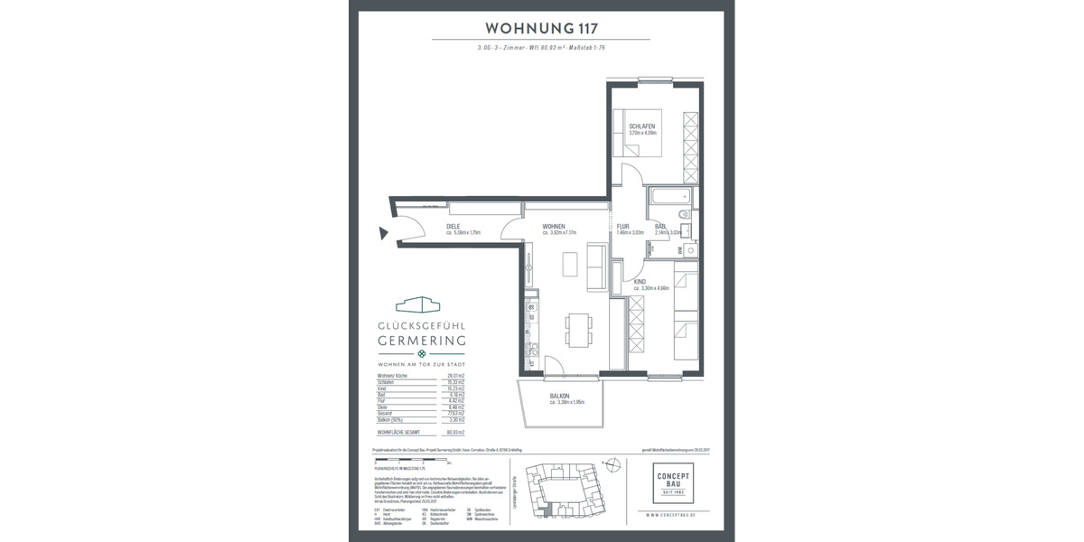 Etagenwohnung Germering - 3 Zimmer, 81 m&sup2;, 669.000&euro; | Angebot:25936884