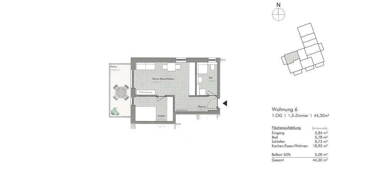 Etagenwohnung Eching - 2 Zimmer, 49 m&sup2;, 1.220&euro; | Angebot:26554395