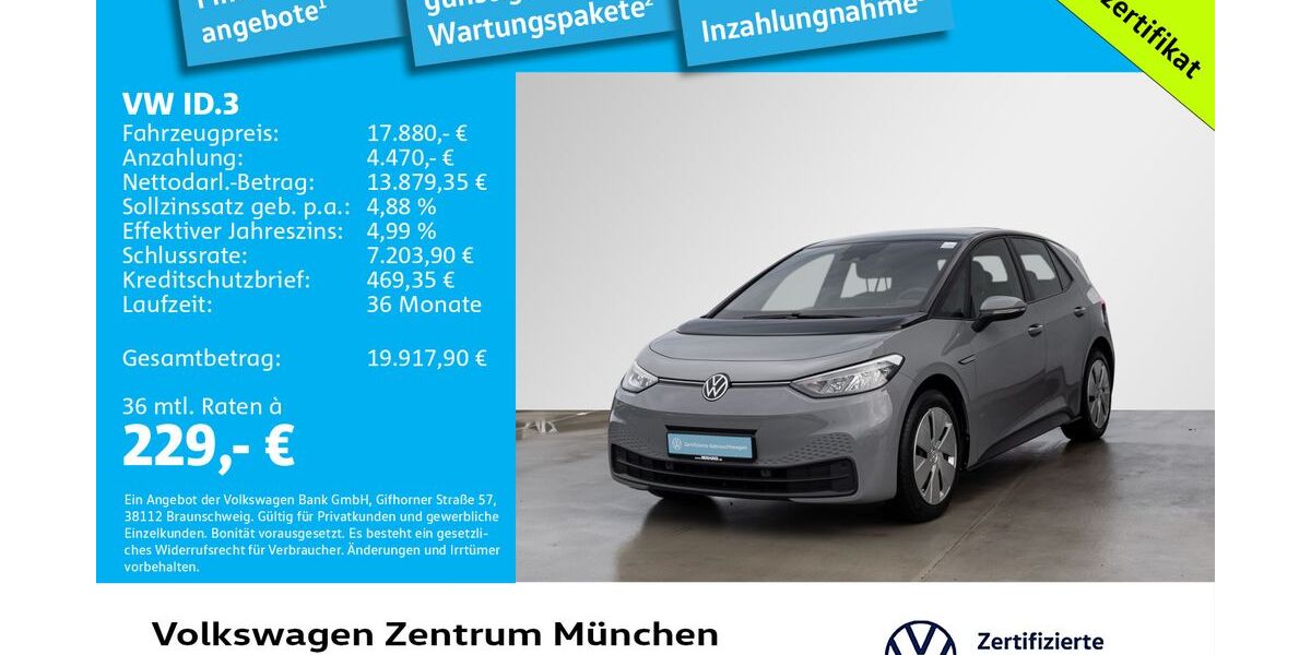 VW ID.3 29.305 km 17.591 &euro; München 80687