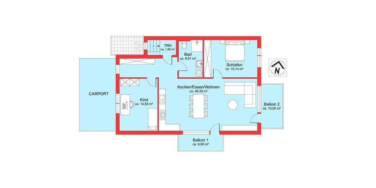 Etagenwohnung München Thalk.Obersendl.-Forsten-Fürstenr.-Solln - 3 Zimmer, 91 m&sup2;, 2.550&euro; | Angebot:24807040