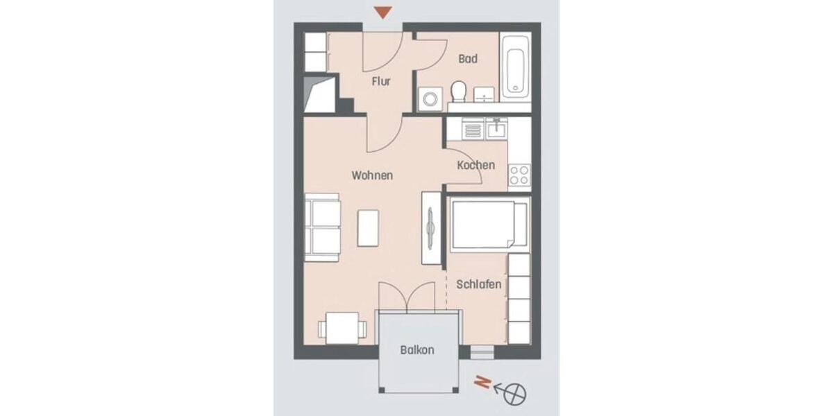 Etagenwohnung München Moosach - 1.5 Zimmer, 41 m&sup2;, 1.050&euro; | Angebot:26227345