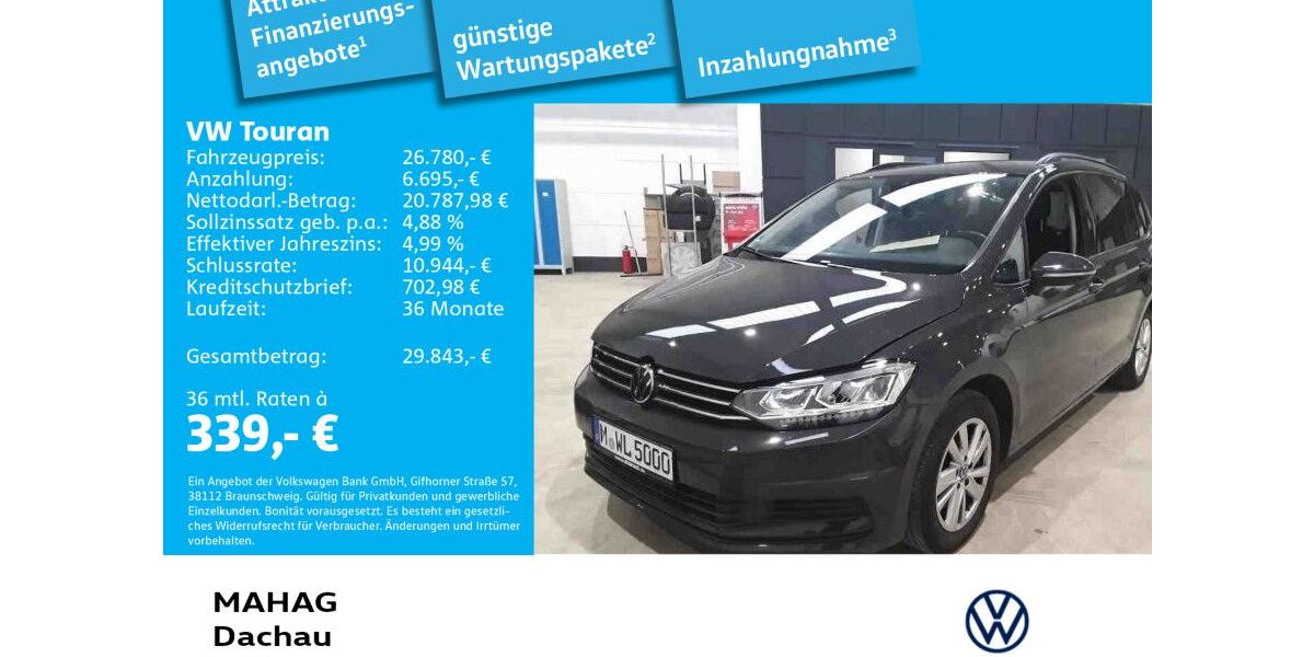 VW Touran 100.519 km 26.780 &euro; Dachau 85221