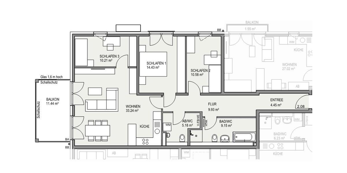 Etagenwohnung Neufahrn bei Freising Mintraching-Grüneck - 4 Zimmer, 103 m&sup2;, 2.525&euro; | Angebot:26611722